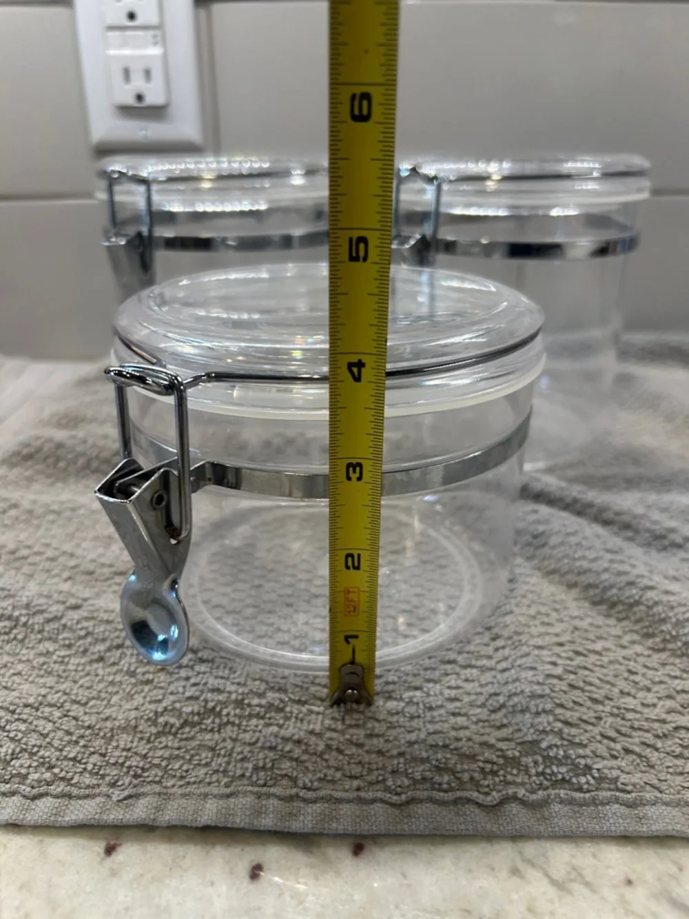 Clear Airtight plastic Canisters with Silver Hardware (Set of 3)